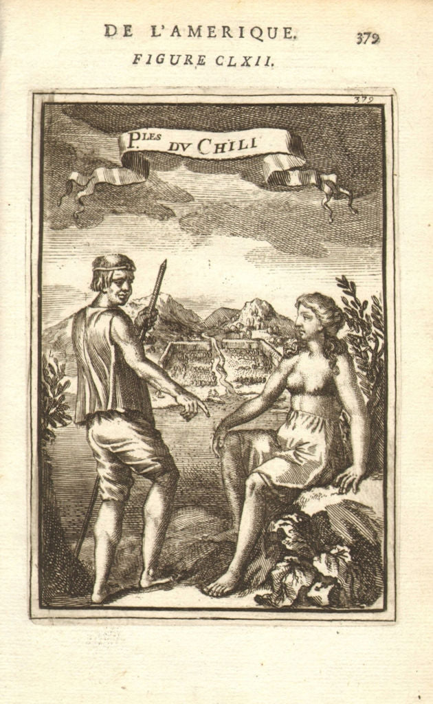 CHILE COSTUME. Amerindian map & woman. 'Peuples du Chili'. Tribal. MALLET 1683